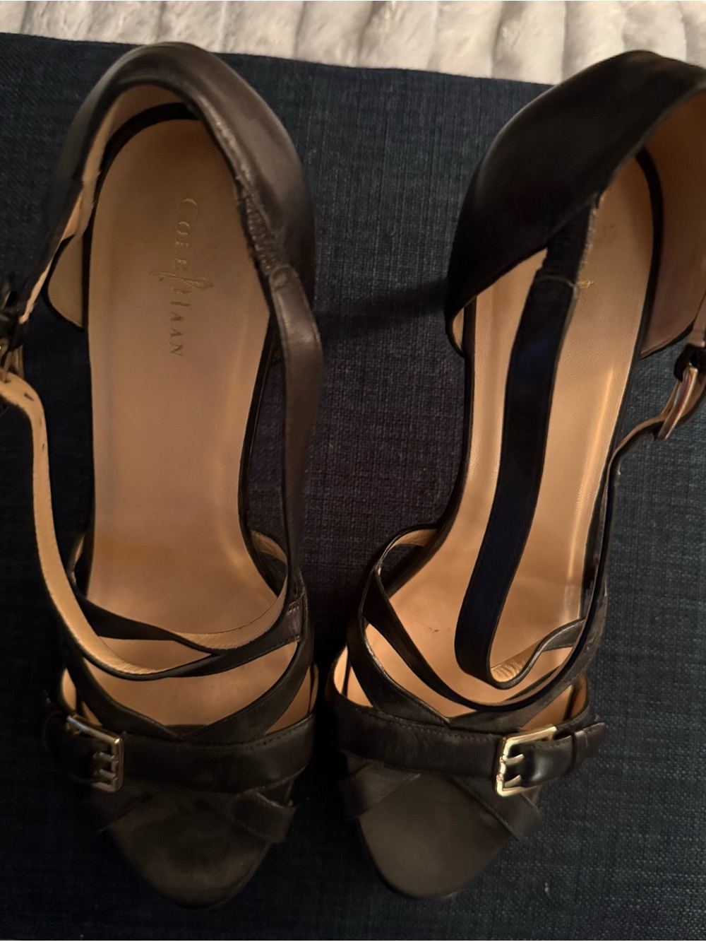 Cole Haan Nike Air Technology Black Strappy 4” Heel Sandals - Picture 2 of 5